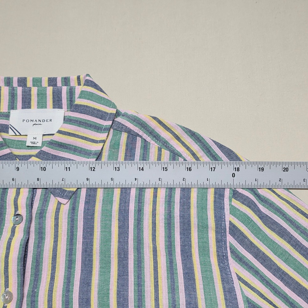 Pomander Place Womens Multi Color Striped Cotton Button Down Shirt Size Medium - Picture 4 of 8